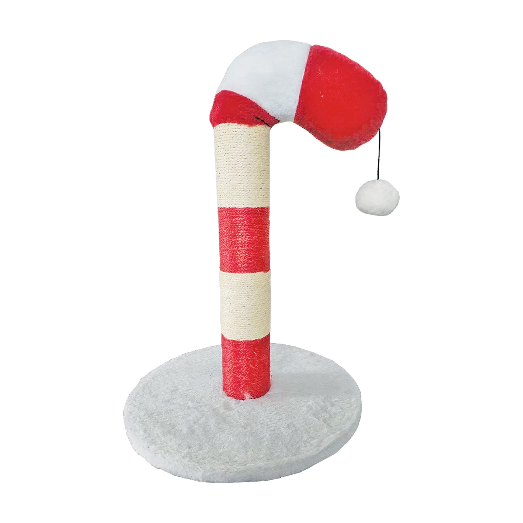 Candy Cane Holiday 20in Cat Scratching Post with Sisal and Plush Cover