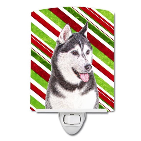 Candy Cane Holiday Christmas Alaskan Malamute Ceramic Night Light