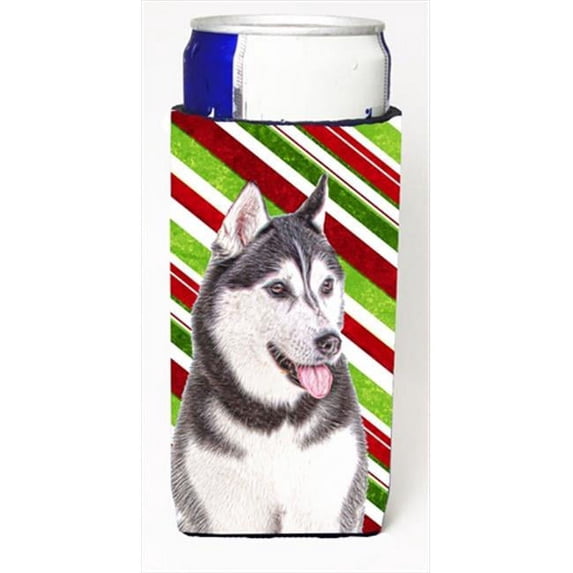 Candy Cane Holiday Christmas Alaskan Malamute Michelob Ultra bottle sleeves for slim cans
