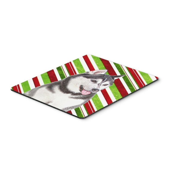 "Candy Cane Holiday Christmas Alaskan Malamute Mouse Pad Hot Pad or Trivet"