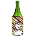 thumbnail image 1 of Candy Cane Holiday Christmas Alaskan Malamute Wine bottle sleeve Hugger, 1 of 1