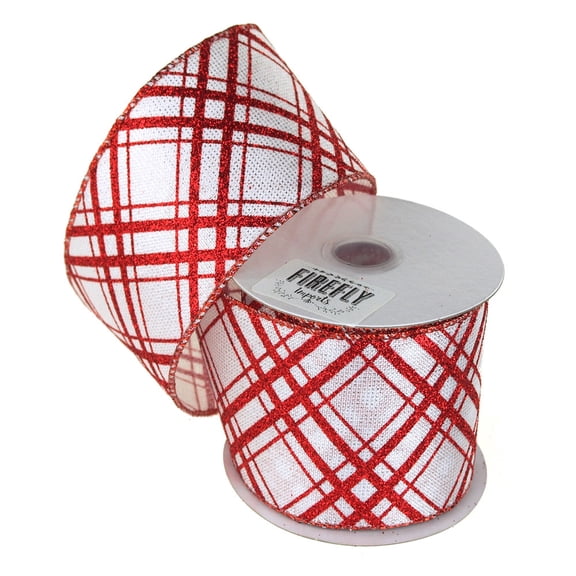 Candy Cane Holiday Christmas Ribbon Wired Edge, 2-1/2-Inch, 10 Yards, Red/White