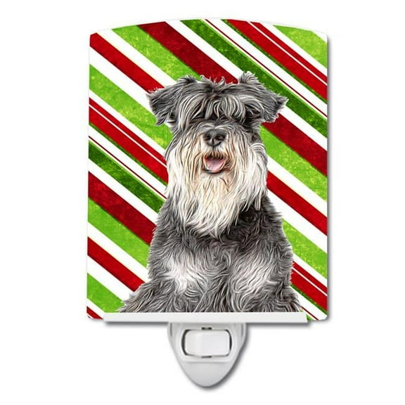 Candy Cane Holiday Christmas Schnauzer Ceramic Night Light