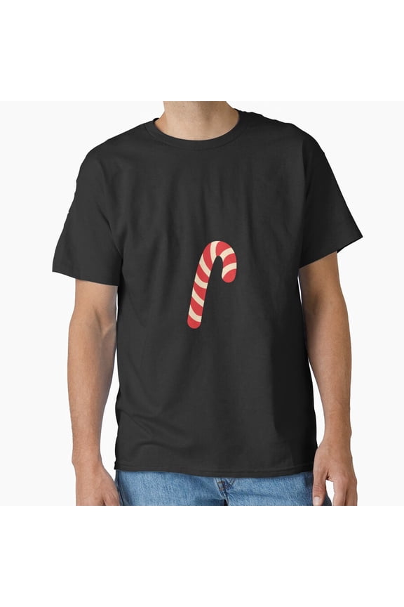 Candy Cane Illustration Sweet Treat Peppermint Christmas Gift Unisex T-Shirt, for men & women, up to size 5XL