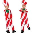 thumbnail image 1 of Candy Cane Kids Boys Christmas Outfit Top Pants Hat Full Set Suit, 1 of 7
