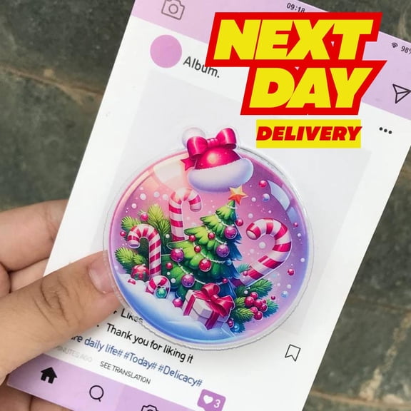 Candy Cane Land Snow Globe MagSafe Phone Grip: Candy Land with Christmas Tree , Festive Gifts for E-reader or Phone Lovers, Gift IDea H8