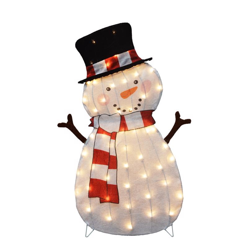 36-Inch Clear Incandescent Snowman Yard Decor with Red Scarf