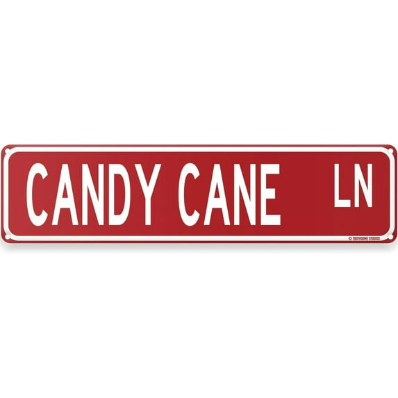 Candy Cane Lane Christmas Theme Street Sign - Holiday Humor Ornament Novelty Home Decor Wall Decoration - Aluminum Metal Tin Sign Wall Decorations 16x4