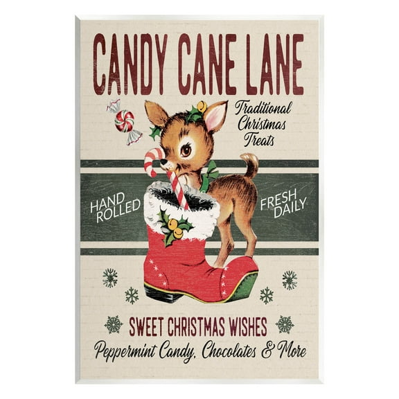 Candy Cane Lane Vintage Reindeer Boot Holiday Graphic Art Unframed Art Print Wall Art