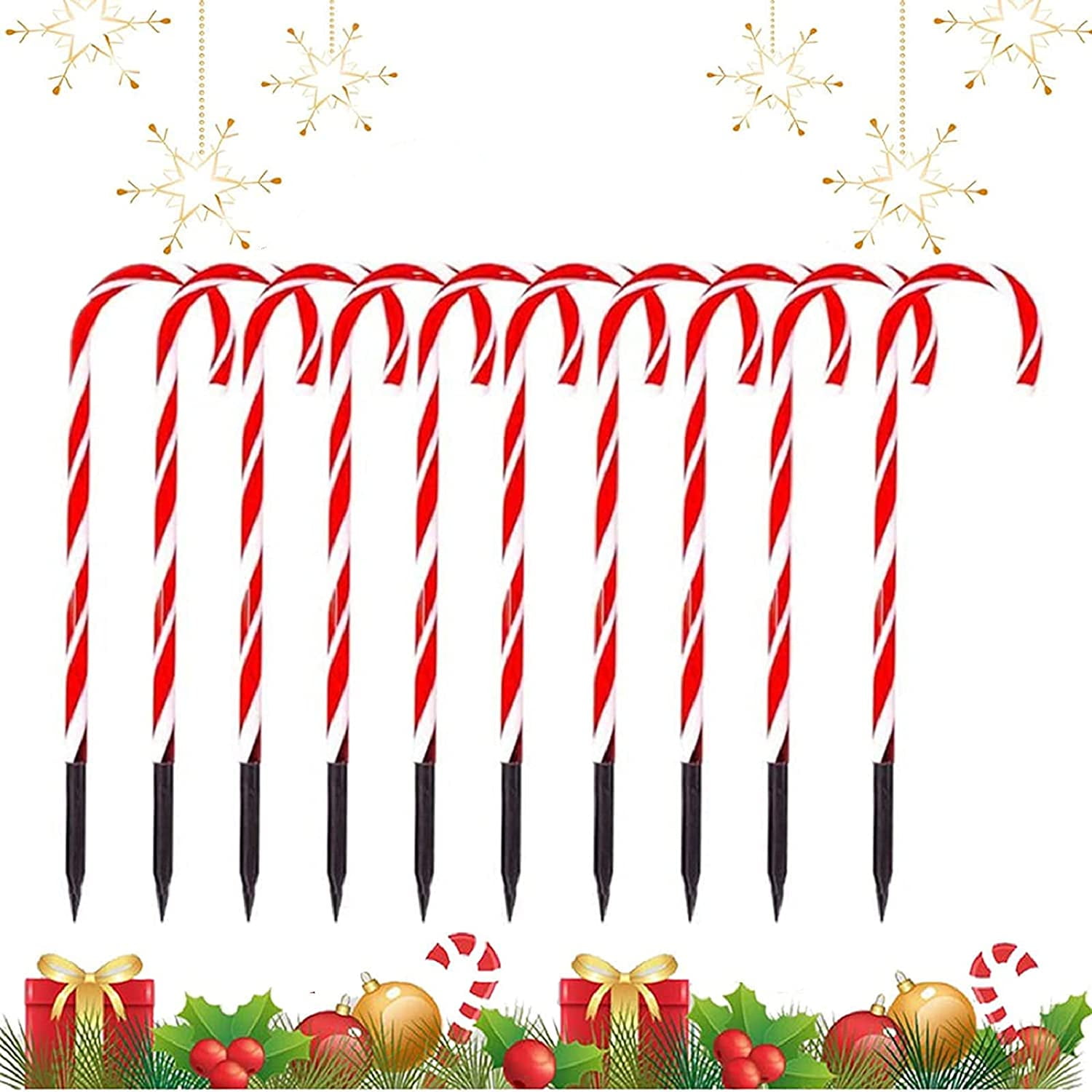 Candy Cane Lights Christams Decoration 10 Pack Outdoor Candy Cane