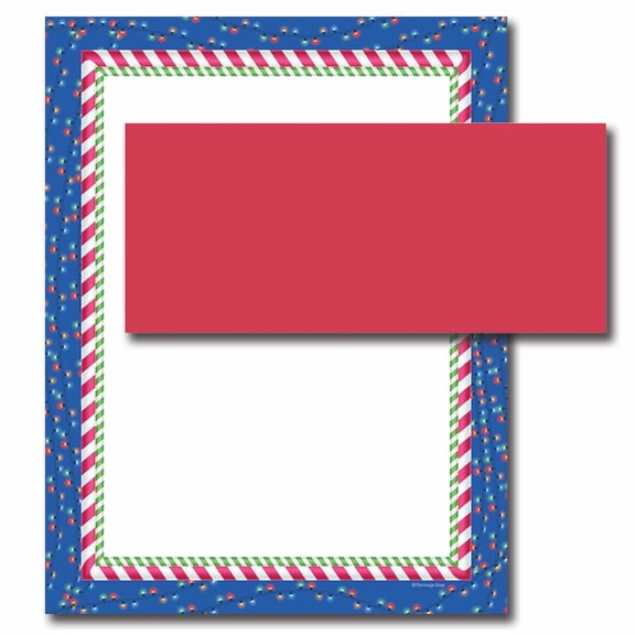 Candy Cane Lights Letterhead Laser & Inkjet Printer Paper, 100 Sheets