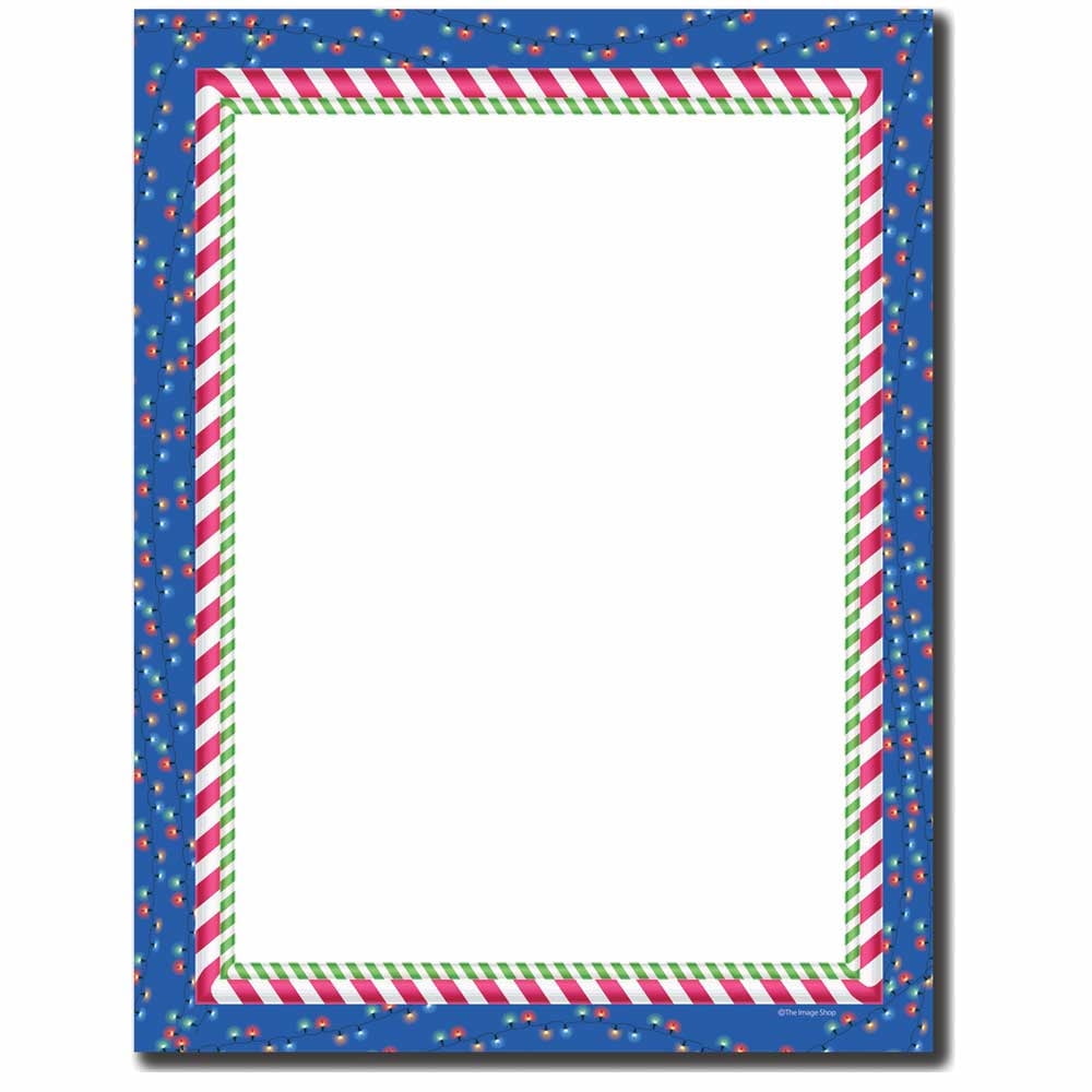 Candy Cane Lights Letterhead Laser & Inkjet Printer Paper, 80 Sheets per Pack