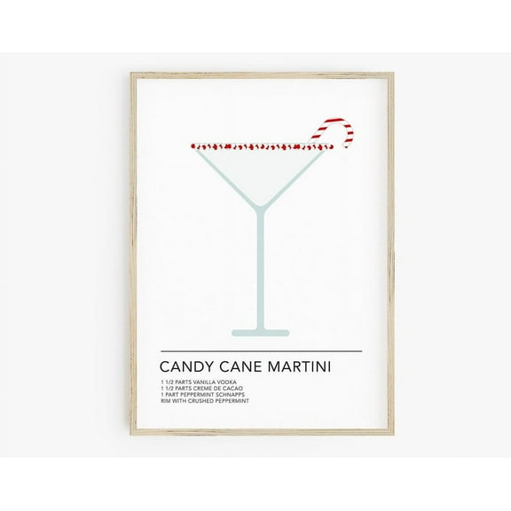 Candy Cane Martini Recipe Print, Bar Cart Holiday Cocktails, Drinks, Holiday Martinis, Bar Decor, Kitchen Decor Wall Art, Modern Wall Decor, 8x12 UNFRAMED