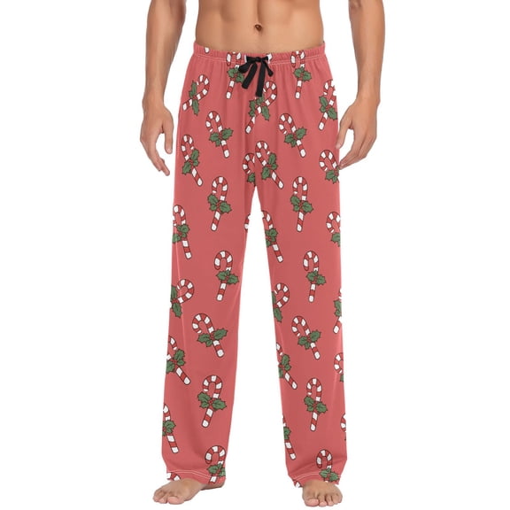 Candy Cane Men's Pajama Pants Lightweight Pjs Bottoms Sleepwear Bottom Pants with Pocket Drawstring