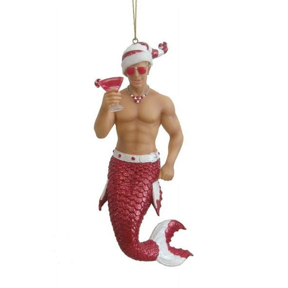 Candy Cane Merman Mermaid Christmas Tree Ornament