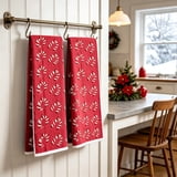 Holiday Kitchen Signs Candy Cane Patterns Hand Towels,2 Pcs Christmas Kitchen Dish Towels ...