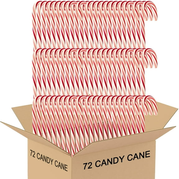 Candy Cane Peppermint Flavored | 72 Pieces Individually Wrapped | Free Creative Idea Booklet Included. (Red & White)