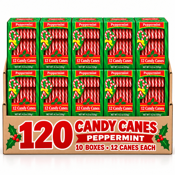 Candy Cane Peppermint 120 Count Individually Wrapped Red & White Classic Christmas Treat
