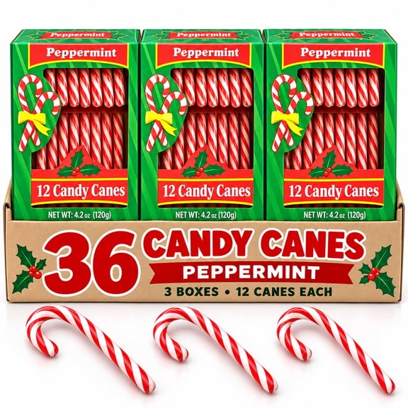 Candy Cane Peppermint Red & White Individually Wrapped 36 Count Christmas Treat Stir Stick