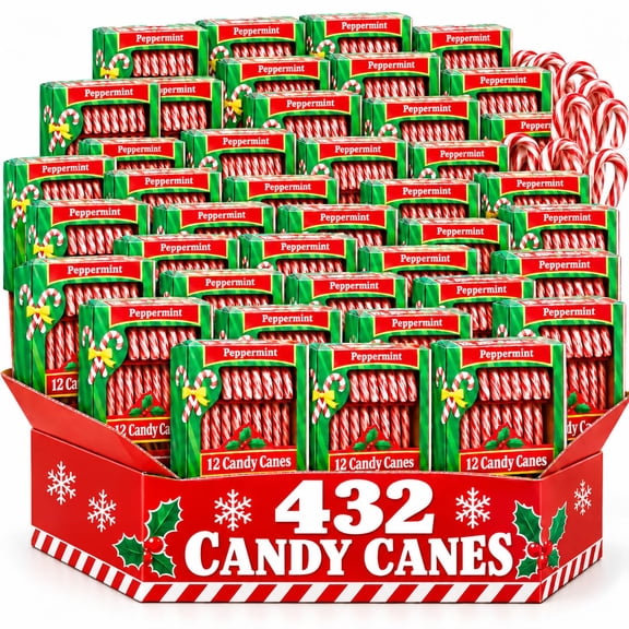 Candy Cane Peppermint Christmas Treat Individually Wrapped Red & White 432 Count Bulk