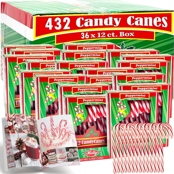 Candy Cane Peppermint Flavored | Red & White Stripes Individually Wrapped | Creative Idea Booklet & Muchai Treat Box Included (36 Boxes (12ct)  432 Total Candy Canes, Bulk Holiday Pack)