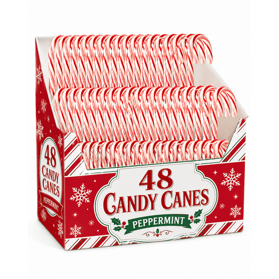 Candy Cane 48 Count Individually Wrapped Red White Classic Peppermint Flavored (4 Boxes - 12ct).