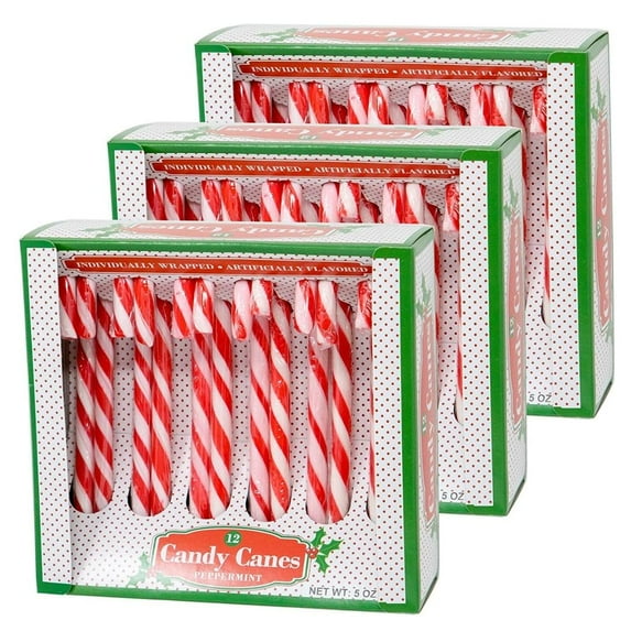 Candy Cane Peppermint Red & White Gift Set 12 Count Boxes Pack of 3- (36 Total Ct.) Great for Snacking with Hot Chocolate Drinks Dessert Christmas Tree & Holiday Gift Includes To & From Gift Tags