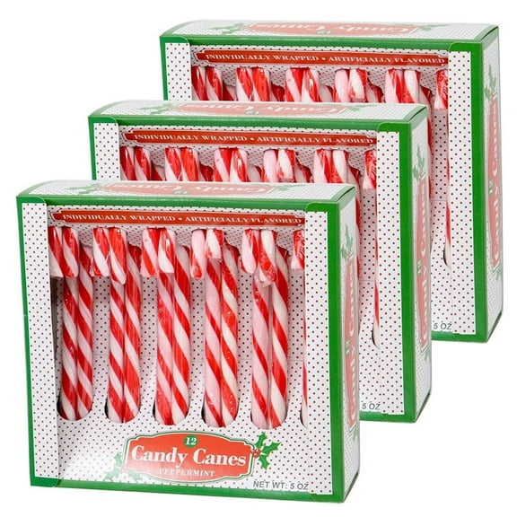 Candy Cane Peppermint Red & White Gift Set  12 Count Boxes Pack of 3- (36 Total Ct.)  Great for Snacking with Hot Chocolate Drinks Dessert Christmas Tree & Holiday Gift Includes To & From Gift Tags