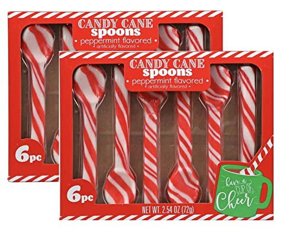 Candy Cane Peppermint Spoons 1 Dozen (2 Pack of 6) For Hot Chocolate