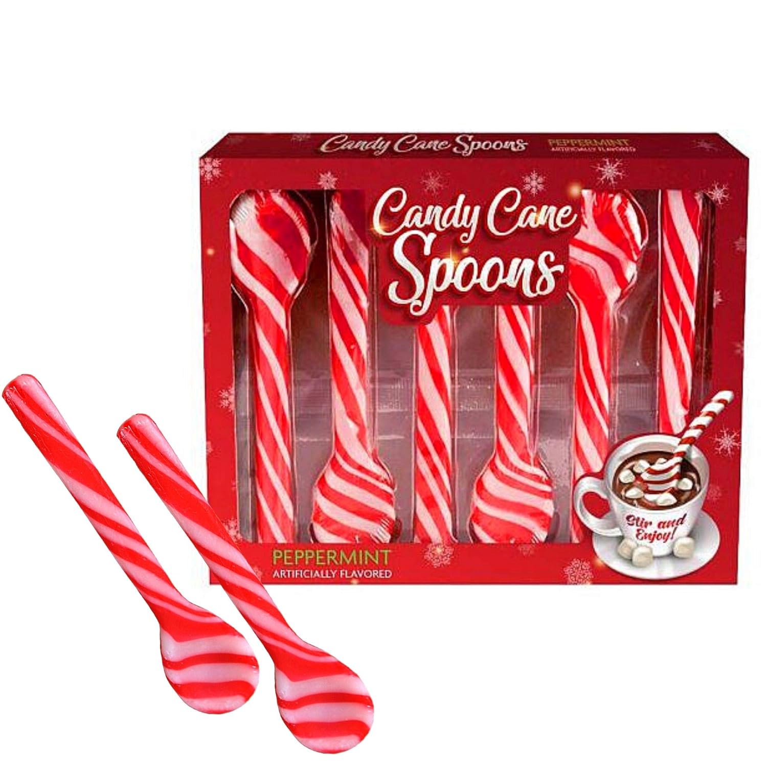 Candy Cane Peppermint Spoons, Edible Spoon For Hot Chocolate And Coffee