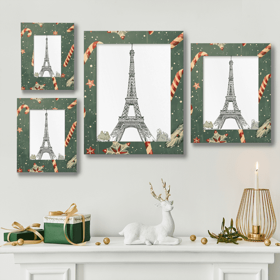 Candy Cane Picture Frame 4x6in,for Tabletop & Wall,Family Christmas Home Decor Gift