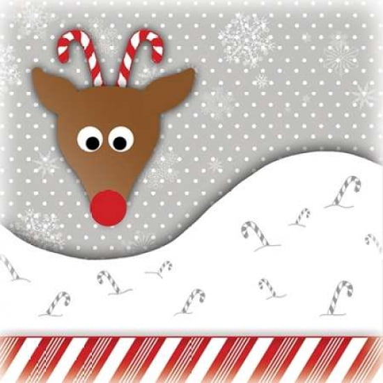 Candy Cane Reindeer Canvas Art - Anna Quach (24 x 24)