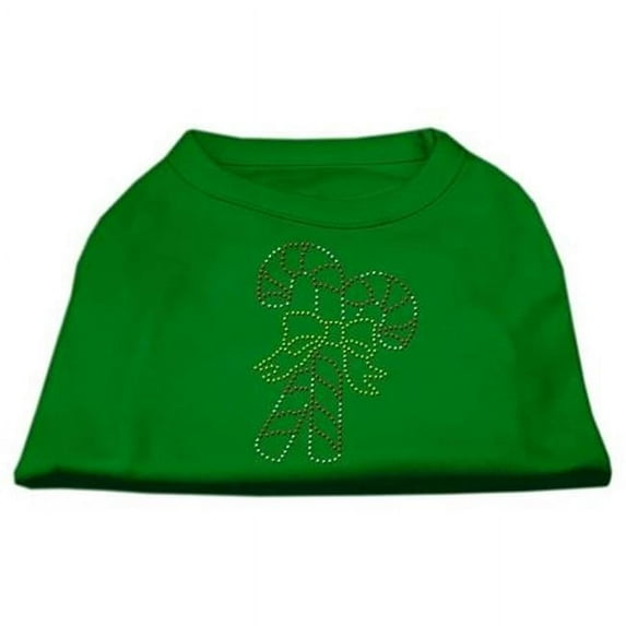 Candy Cane Rhinestone Shirt Emerald Green Lg - 14