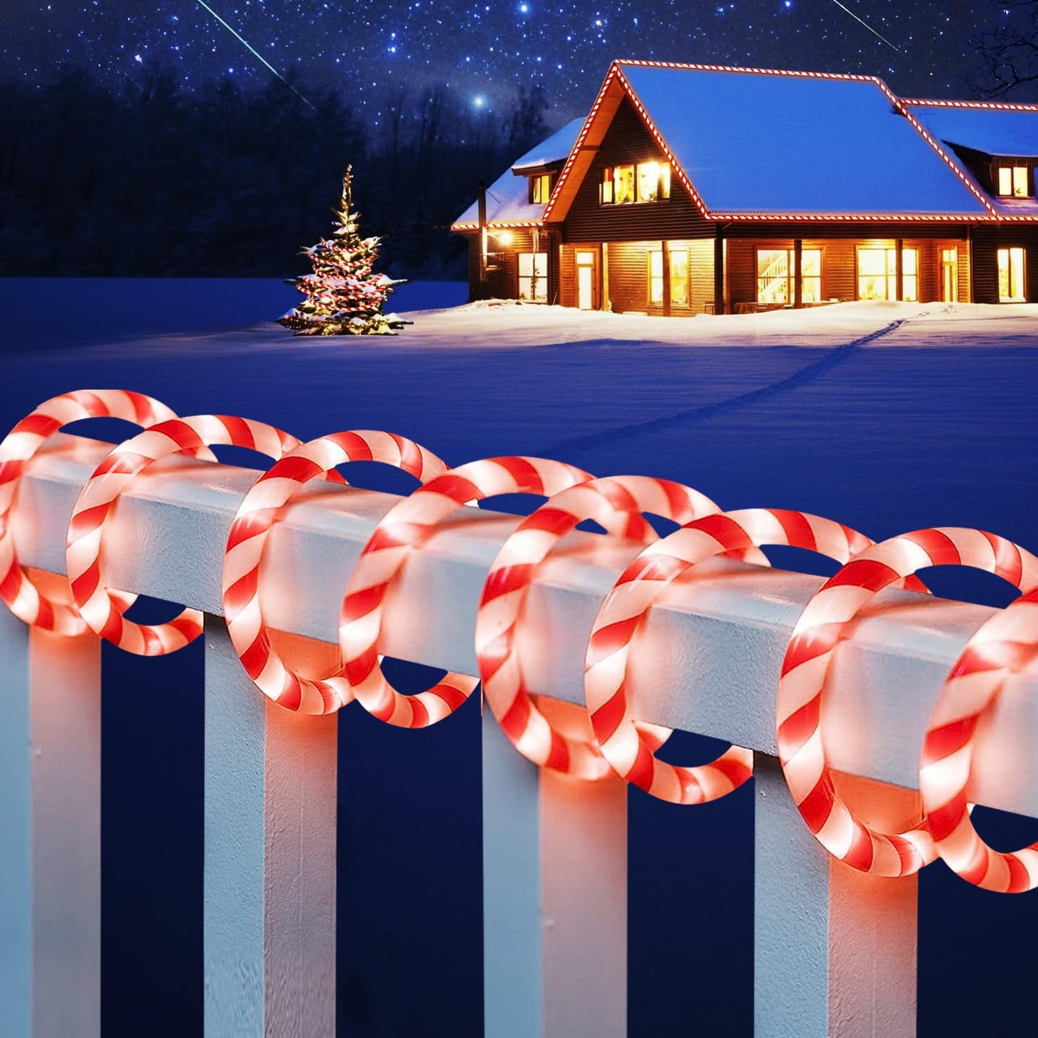 Candy Cane Rope Lights 33FT, 200 LED, Waterproof, 8 Lighting Modes