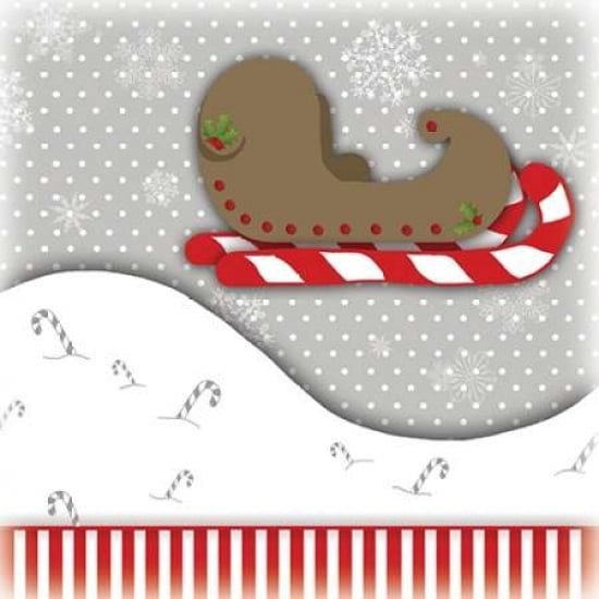 Candy Cane Sled Canvas Art - Anna Quach (24 x 24)