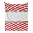 thumbnail image 1 of Candy Cane Soft Flannel Fleece Throw Blanket, Horizontal Border Design with Abstract Traditional Food Pattern Taste of Xmas, Cozy Plush for Indoor and Outdoor Use, 50" x 60", Red White, by Ambesonne, 1 of 6