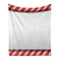 thumbnail image 1 of Candy Cane Soft Flannel Fleece Throw Blanket, Horizontal Borders Frame with Red and White Sweetie Pattern in Abstract Style, Cozy Plush for Indoor and Outdoor Use, 70" x 90", Red White, by Ambesonne, 1 of 5