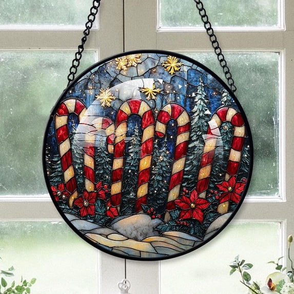 Candy Cane Stained Glass Suncatcher, Candy Cane Christmas, Candy Cane Stained Glass Decor, 2025 Xmas Ornaments, Christmas Birthday Gifts for Women Friendship har65p