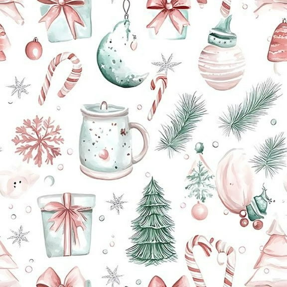 Candy Cane Stripes And Bows Seamless Pattern, Seamless Repeat For Commercial Use, C Wall Art, Modern Wall Decor, 8x12 UNFRAMED