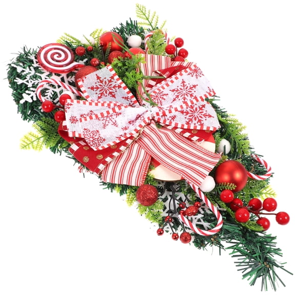 Candy Cane Swag Garland Christmas Door Hanging Decoration for Holiday Home and Party Decor
