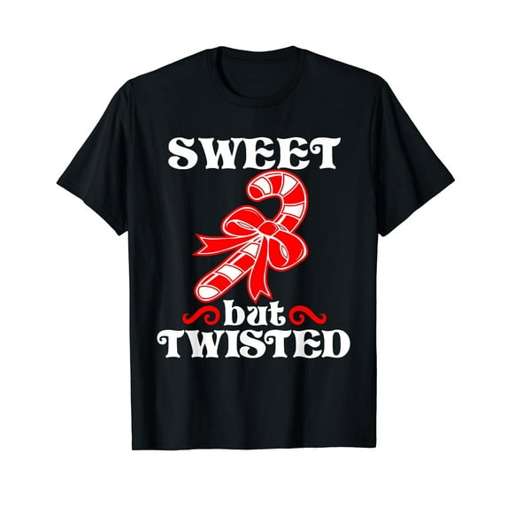 Candy Cane Sweet But Twisted Funny Christmas Short Sleeve T-Shirt