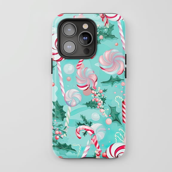 Candy Cane Swirl for All iPhone Series Tough Phone Case Mint
