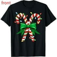 thumbnail image 1 of Candy Cane Tee T Shirt Graphic Tops ，Lights Holiday Design Soft Commuting Short Sleeve Round Neck Black S-5XL, 1 of 5