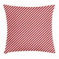 thumbnail image 1 of Candy Cane Throw Pillow Cushion Cover, Diagonal Red Lines Festive Christmas Celebration Themed Geometric Arrangement, Decorative Square Accent Pillow Case, 24 X 24 Inches, Red White, by Ambesonne, 1 of 2