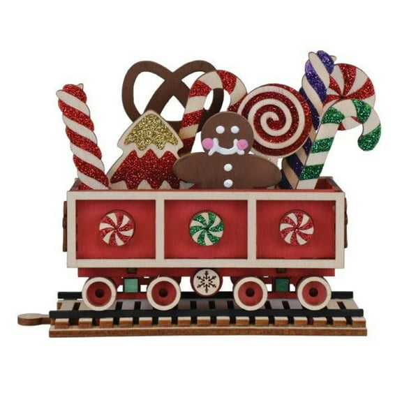 Old World Christmas Wood Ornament for Christmas Tree, Candy Cane Train Car