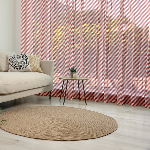 Candy Cane Tulle Curtains with Rod Pocket, Diagonal Red Lines Christmas Celebration Themed Geometric Arrangement, Sheer Drape for Wedding Party 2 Panels, 7 Sizes, Red White, by Ambesonne