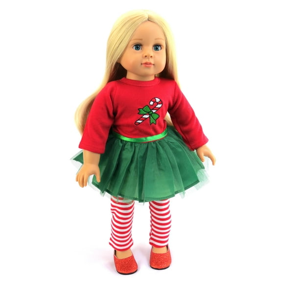 Candy Cane Tutu Dress For 18 Inch Dolls