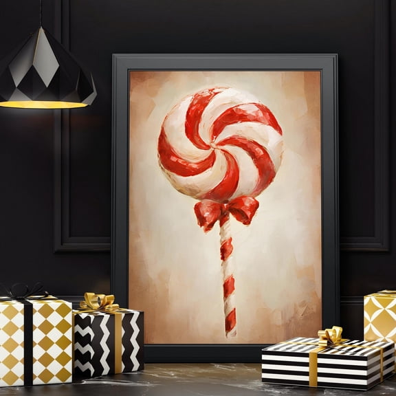 Candy Cane Wall Art, Vintage Red White Candy Posters, Wall Decor, Wall Art, Rustic Posters, Stretched Canvas Size 12x18
