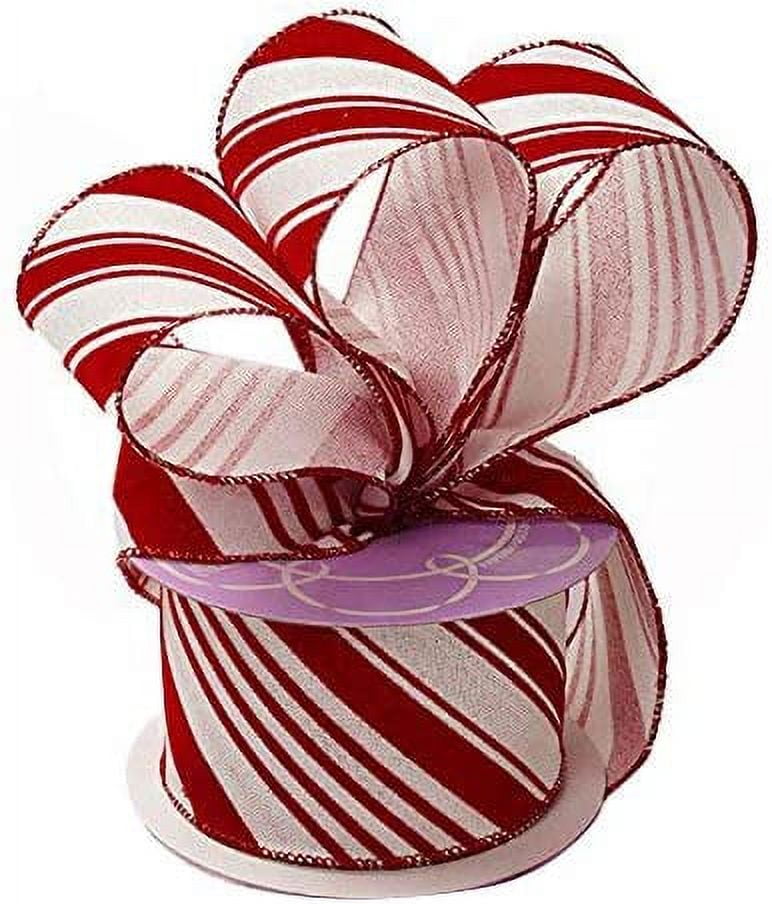 Christmas Candy Red White Stripes Crafts Gift Wrap Satin Ribbon
