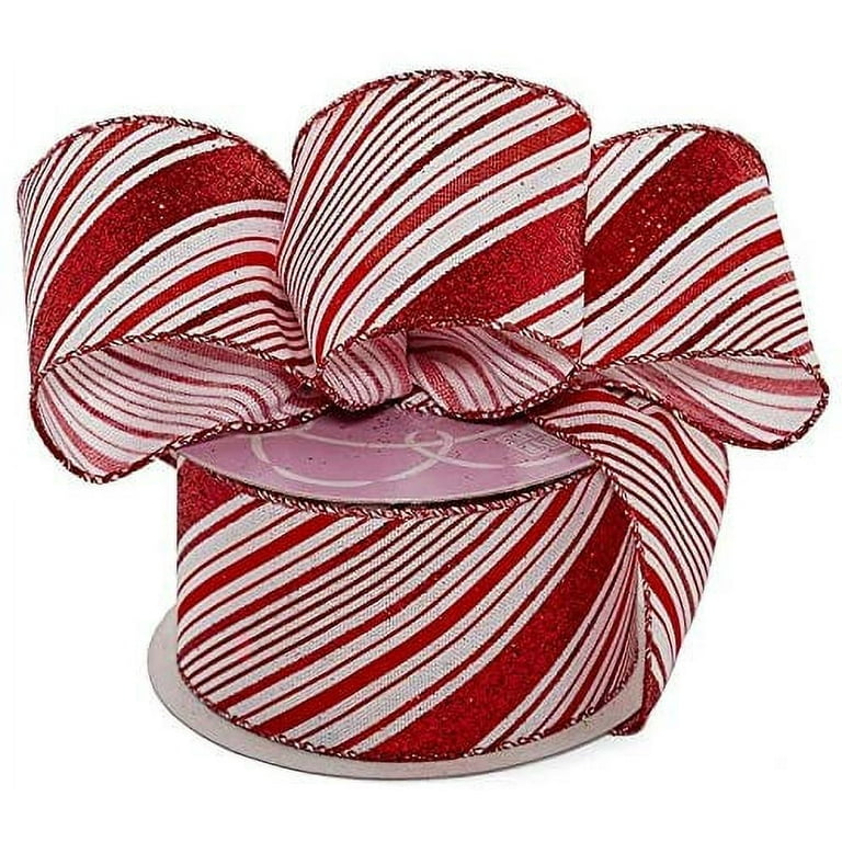 Wired Christmas Ribbon - 2.5 Red & White Various Candy Cane Stripes o –  Perpetual Ribbons